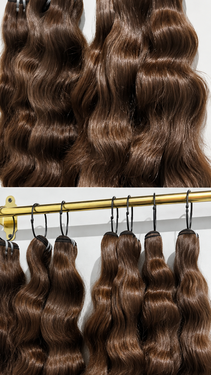 Natural wavy chocolate brown bundles