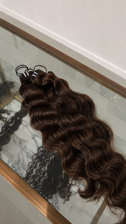 Natural wavy chocolate brown bundles